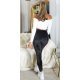 Pantaloni dama trening, negri, din catifea, cu dunga alba, Meribeth 6 - jojofashion.ro