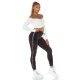 Pantaloni dama trening, negri, din catifea, cu dunga alba, Meribeth 8 - jojofashion.ro
