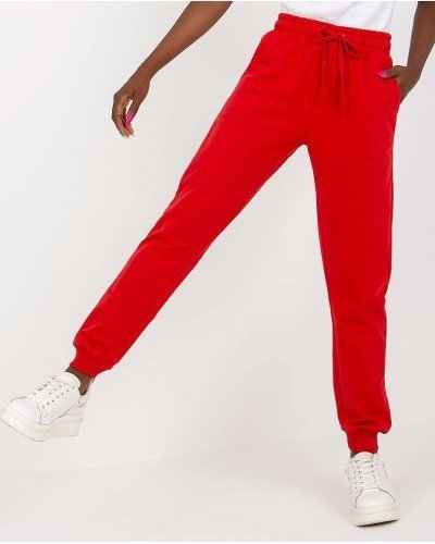 Pantaloni trening dama, Pantaloni dama trening, rosii, din bumbac, Malinda - jojofashion.ro