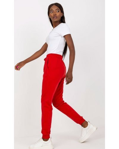 Pantaloni trening dama, Pantaloni dama trening, rosii, din bumbac, Malinda - jojofashion.ro