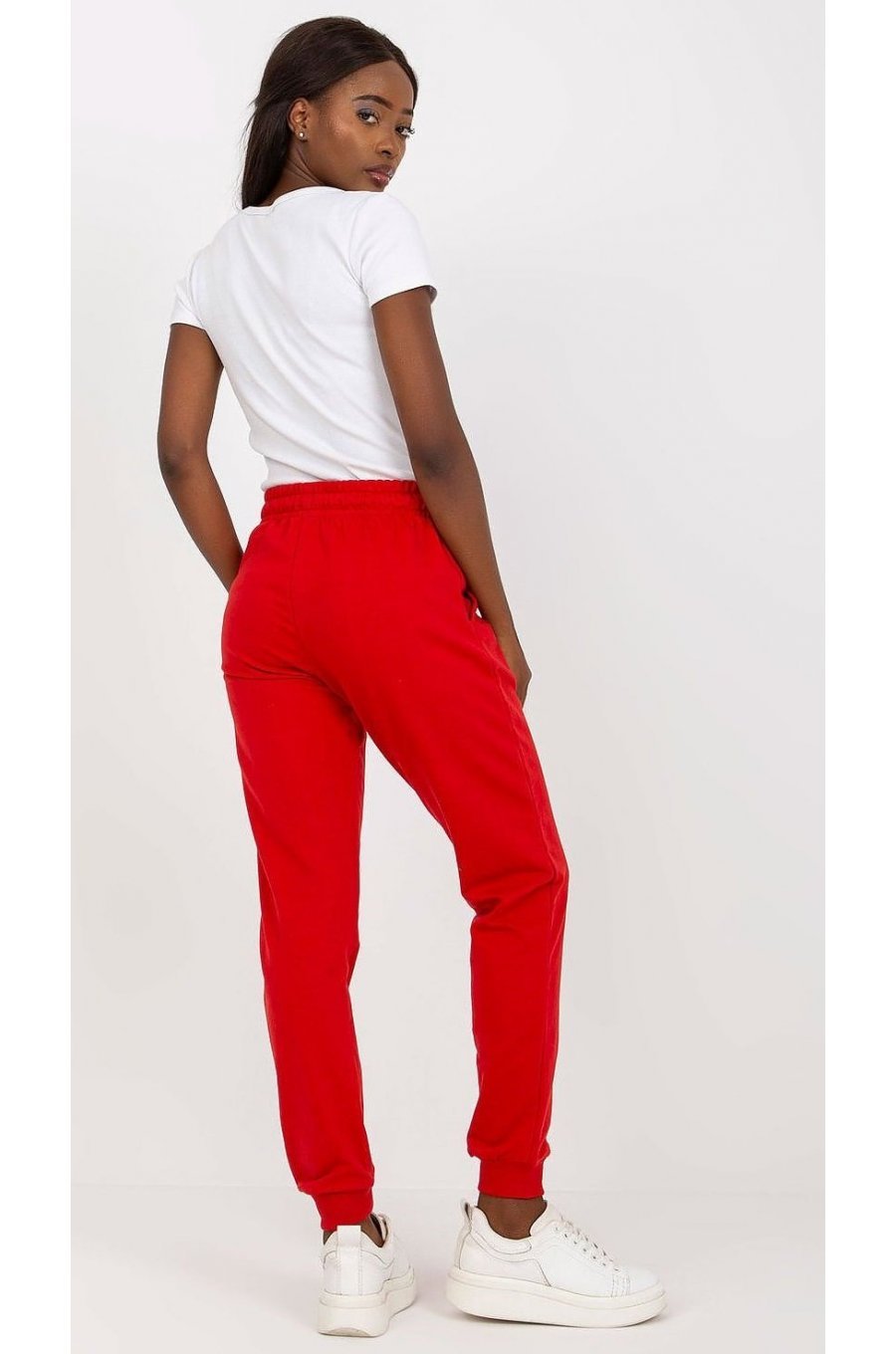 Pantaloni dama trening, rosii, din bumbac, Malinda Pantaloni dama trening, rosii, din bumbac, Malinda 3 - jojofashion.ro