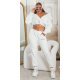 Pantaloni de trening dama, flausati, albi, jogger, Talya Pantaloni de trening dama, flausati, albi, jogger, Talya 4 - jojofashion.ro