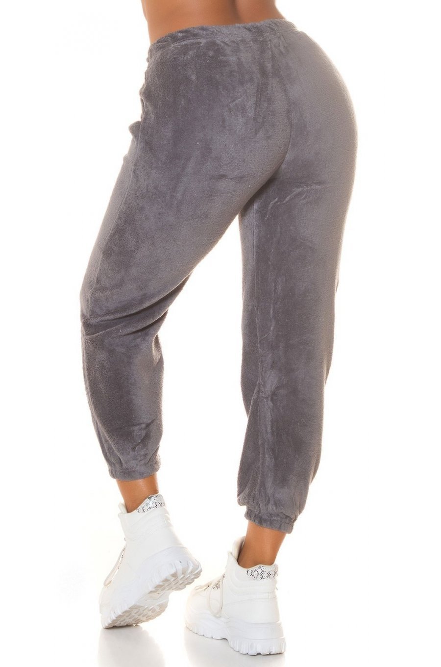 Pantaloni de trening dama, flausati, gri, jogger, Talya Pantaloni de trening dama, flausati, gri, jogger, Talya 2 - jojofashion.ro