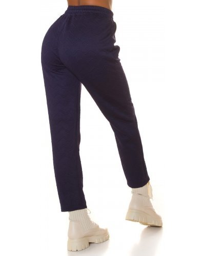 Pantaloni trening dama, casual, bleumarin, cu talia inalta, jogger, Sevinc - jojofashion.ro