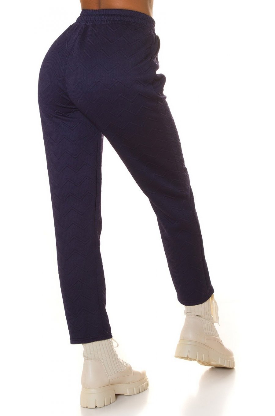 Pantaloni trening dama, casual, bleumarin, cu talia inalta, jogger, Sevinc 2 - jojofashion.ro