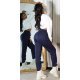 Pantaloni trening dama, casual, bleumarin, cu talia inalta, jogger, Sevinc 5 - jojofashion.ro