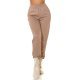 Pantaloni trening dama, casual, cappuccino, cu talia inalta, jogger, Sevinc 2 - jojofashion.ro