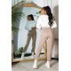 Pantaloni trening dama, casual, cappuccino, cu talia inalta, jogger, Sevinc 5 - jojofashion.ro