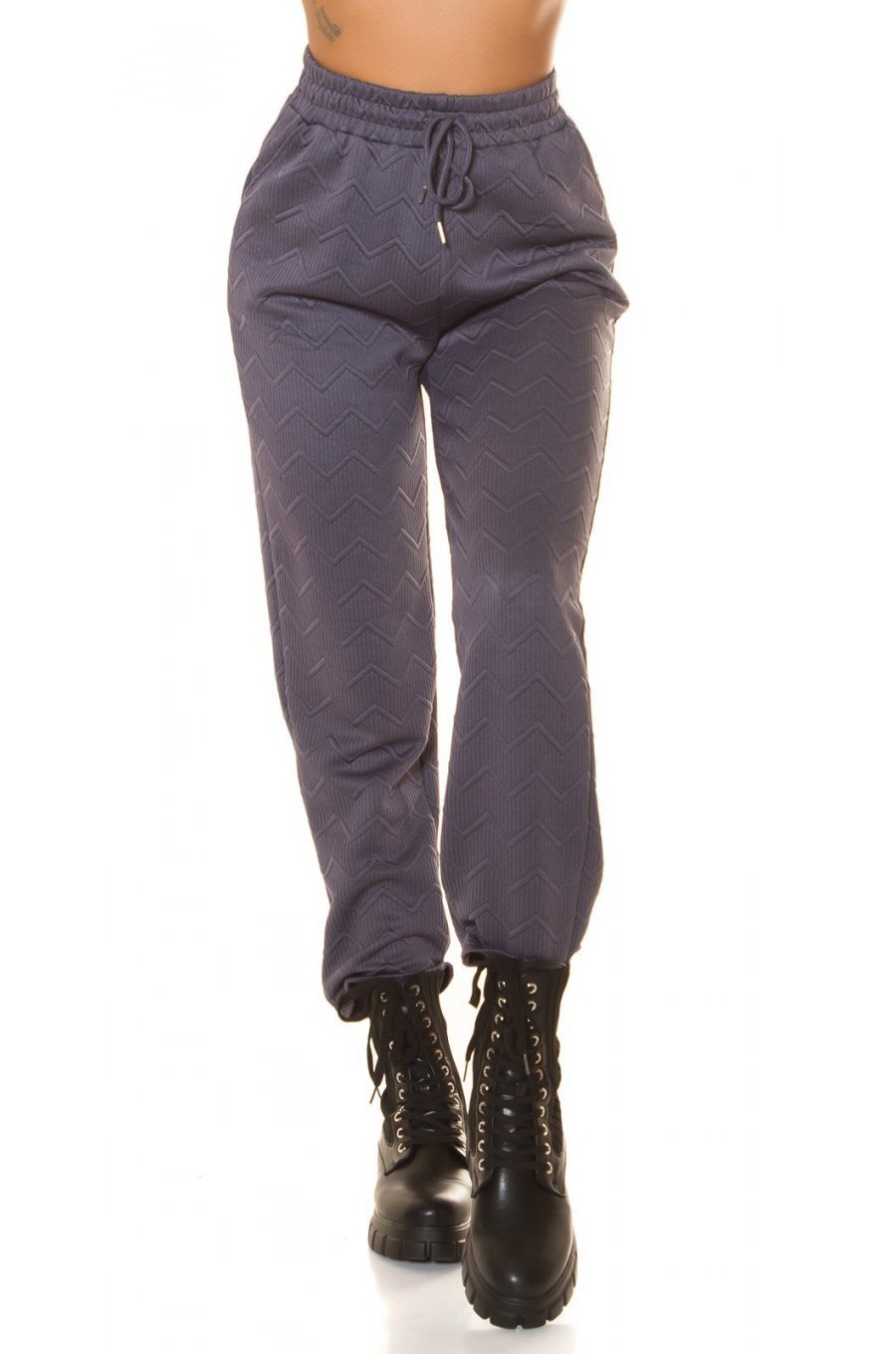 Pantaloni trening dama, casual, gri, cu talia inalta, jogger, Sevinc 1 - jojofashion.ro
