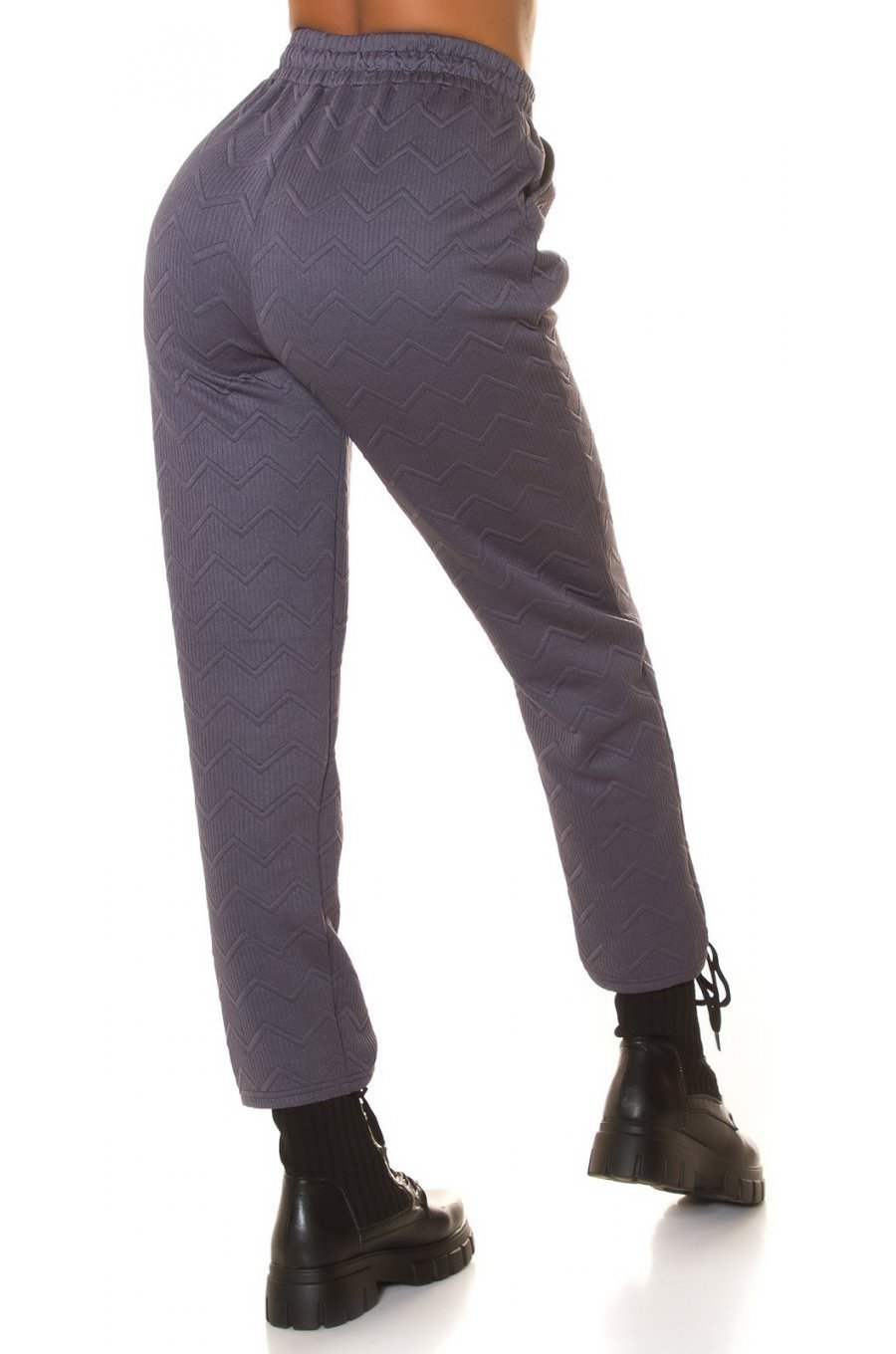 Pantaloni trening dama, casual, gri, cu talia inalta, jogger, Sevinc 2 - jojofashion.ro