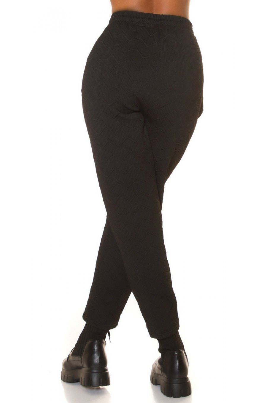 Pantaloni trening dama, casual, negri, cu talia inalta, jogger, Sevinc 2 - jojofashion.ro