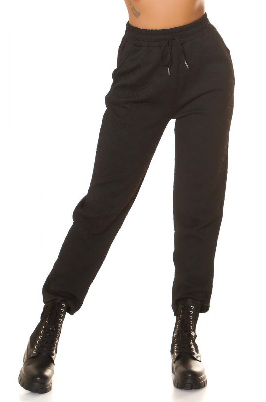 Pantaloni trening dama, casual, negri, cu talia inalta, jogger, Sevinc 3 - jojofashion.ro