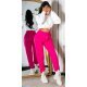 Pantaloni trening dama, casual, roz ciclam, cu talia inalta, jogger, Sevinc 4 - jojofashion.ro