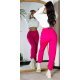Pantaloni trening dama, casual, roz ciclam, cu talia inalta, jogger, Sevinc 5 - jojofashion.ro