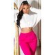 Pantaloni trening dama, casual, roz ciclam, cu talia inalta, jogger, Sevinc 6 - jojofashion.ro