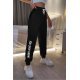 Pantaloni trening dama, din bumbac, negri cu print alb, Varvara 3 - jojofashion.ro