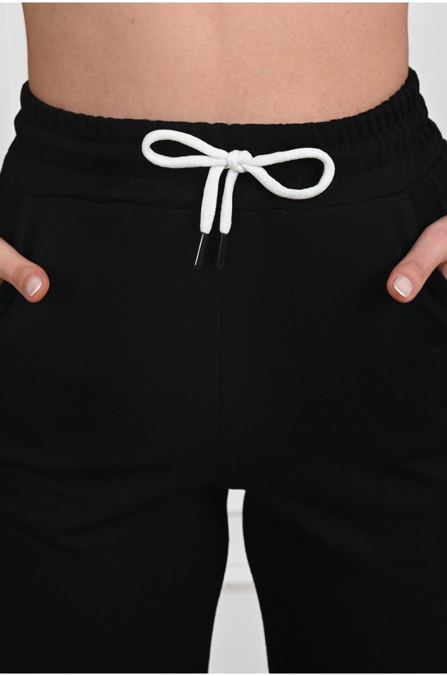 Pantaloni trening dama, din bumbac, negri cu print alb, Varvara 3 - jojofashion.ro