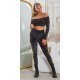 Pantaloni trening dama termici, negri, din catifea, cu dunga aurie, Vogue Pantaloni trening dama termici, negri, din catifea, cu dunga aurie, Vogue 4 - jojofashion.ro