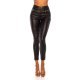 Pantaloni dama cu aspect de piele neagra WetLook Diane 2 - jojofashion.ro
