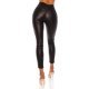 Pantaloni dama cu aspect de piele neagra WetLook Diane 3 - jojofashion.ro