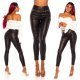 Pantaloni dama cu aspect de piele neagra WetLook Diane 4 - jojofashion.ro
