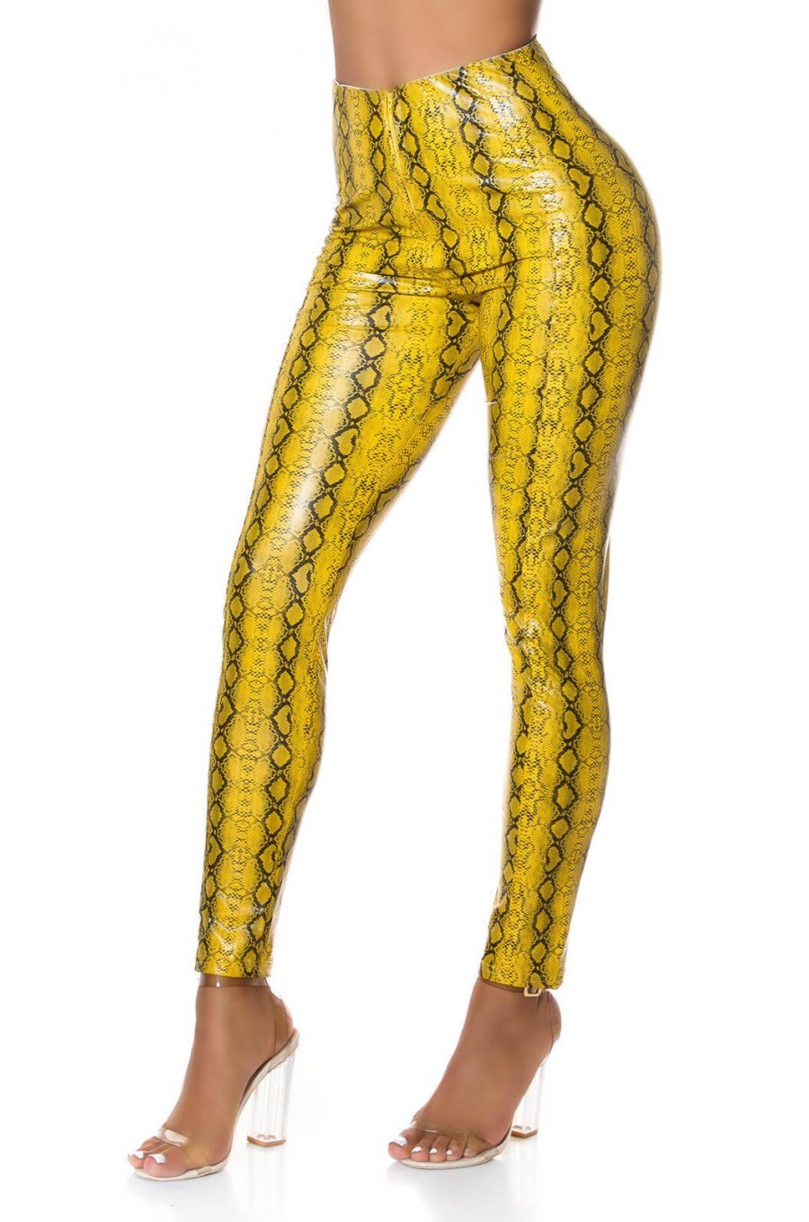 Pantaloni dama mulati galbeni cu talie inalta snake Yry 1 - jojofashion.ro