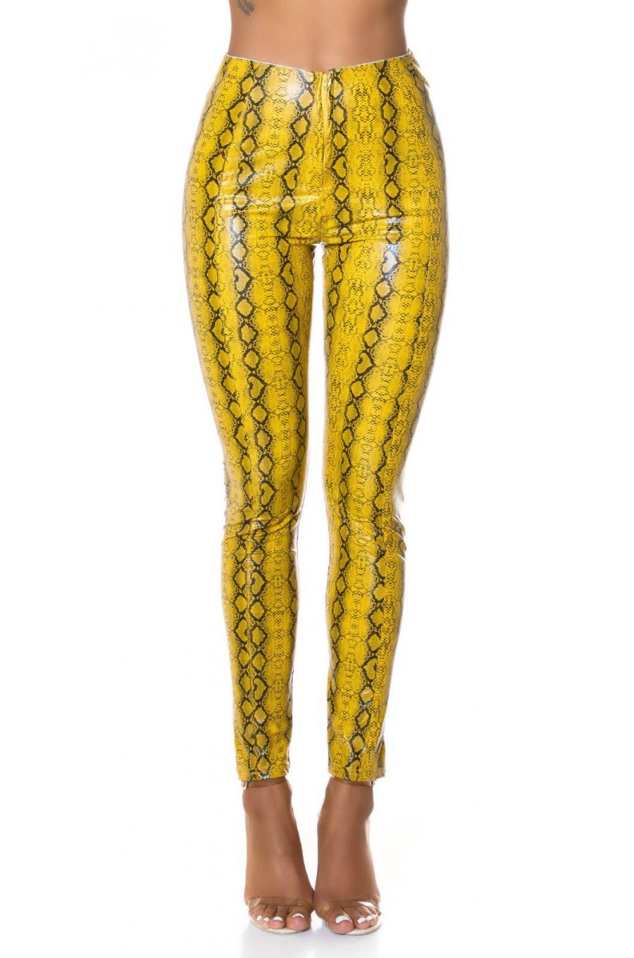 Pantaloni dama mulati galbeni cu talie inalta snake Yry 2 - jojofashion.ro