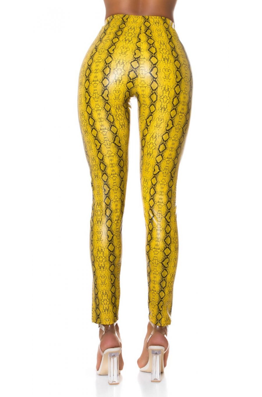 Pantaloni dama mulati galbeni cu talie inalta snake Yry 3 - jojofashion.ro