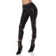 Pantaloni dama casual negri din latex Kim 2 - jojofashion.ro