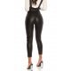 Pantaloni dama casual negri piele eco cu bretele Suzanne 3 - jojofashion.ro