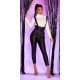 Pantaloni dama casual negri piele eco cu bretele Suzanne 4 - jojofashion.ro