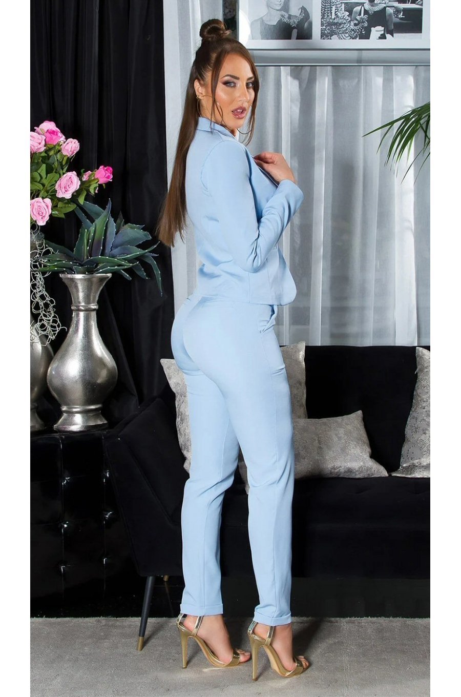 Pantaloni dama eleganti, bleu, office, Carlia 5 - jojofashion.ro