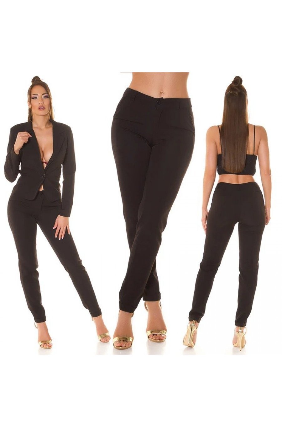 Pantaloni dama eleganti, negri, office, Carlia 6 - jojofashion.ro
