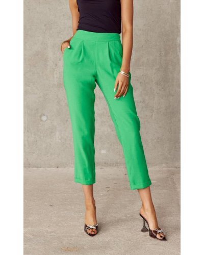 Pantaloni dama, Pantaloni dama eleganti verzi, conici, cu talia inalta, Rosalia - jojofashion.ro