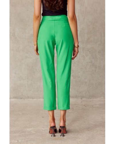 Pantaloni dama, Pantaloni dama eleganti verzi, conici, cu talia inalta, Rosalia - jojofashion.ro