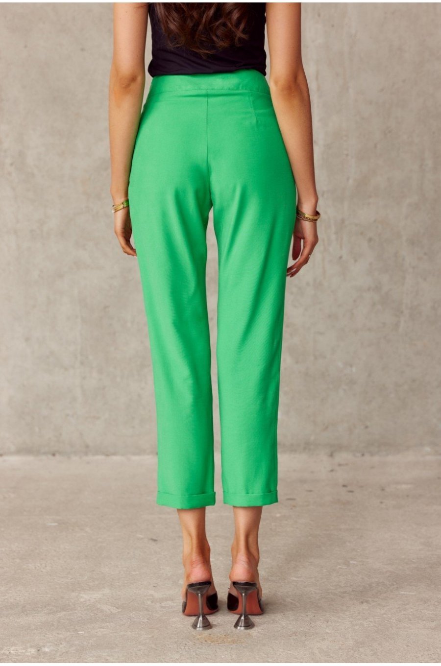 Pantaloni dama eleganti verzi, conici, cu talia inalta, Rosalia 2 - jojofashion.ro