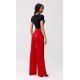 Pantaloni dama evazati, eleganti, rosii, din satin, ElsaR 4 - jojofashion.ro