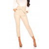Pantaloni dama casual bej piele eco cu bretele Suzanne