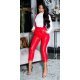 Pantaloni dama casual rosii piele eco cu bretele Suzanne 5 - jojofashion.ro