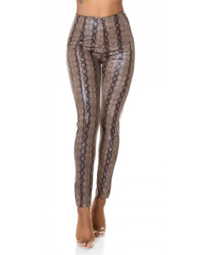 Pantaloni dama mulati maro cu talie inalta Yry Pantaloni piele dama, Pantaloni dama mulati maro cu talie inalta Yry - jojofashion.ro