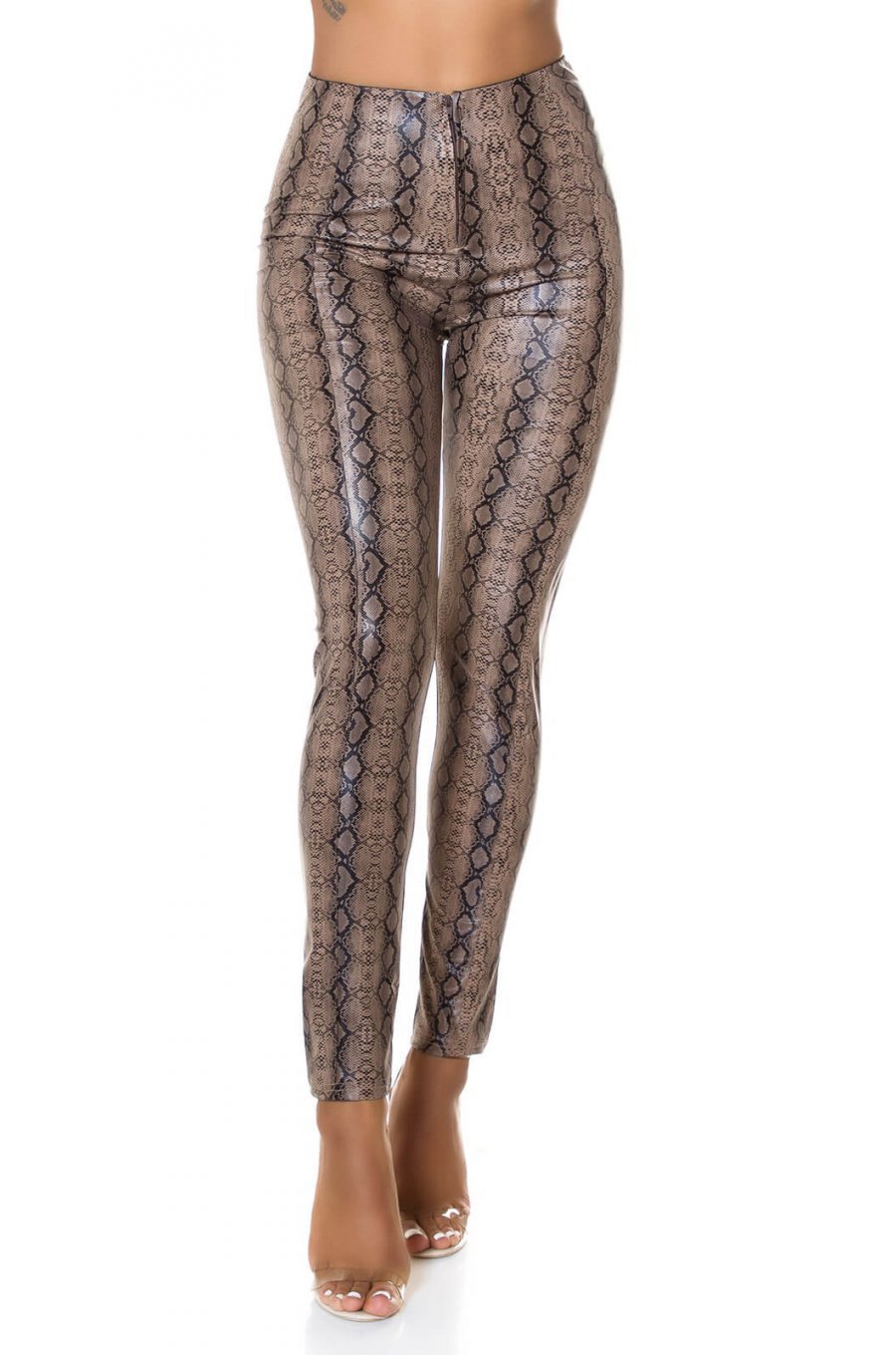 Pantaloni dama mulati maro cu talie inalta Yry 1 - jojofashion.ro