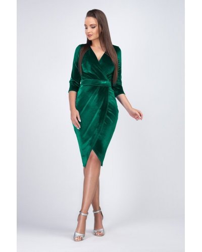 Rochie scurta verde din catifea Crenguta Rochii catifea, Rochie scurta verde din catifea Crenguta - jojofashion.ro