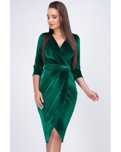 Rochie scurta verde din catifea Crenguta Rochii catifea, Rochie scurta verde din catifea Crenguta - jojofashion.ro