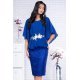 Rochie de ocazie XXL midi cu dantela si voal albastru regal Annie 2 - jojofashion.ro