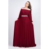 Rochie lunga din voal burgundy Cinderella