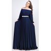 Rochie lunga din voal bleumarin Cinderella