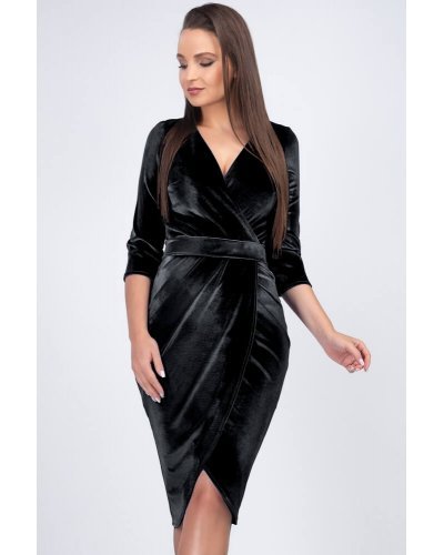 Rochie midi neagra din catifea Crenguta Rochie midi neagra din catifea Crenguta - jojofashion.ro