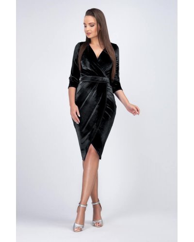 Rochie midi neagra din catifea Crenguta Rochii catifea, Rochie midi neagra din catifea Crenguta - jojofashion.ro