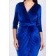 Rochie eleganta midi catifea albastru regal cu maneca lunga Crenguta 5 - jojofashion.ro