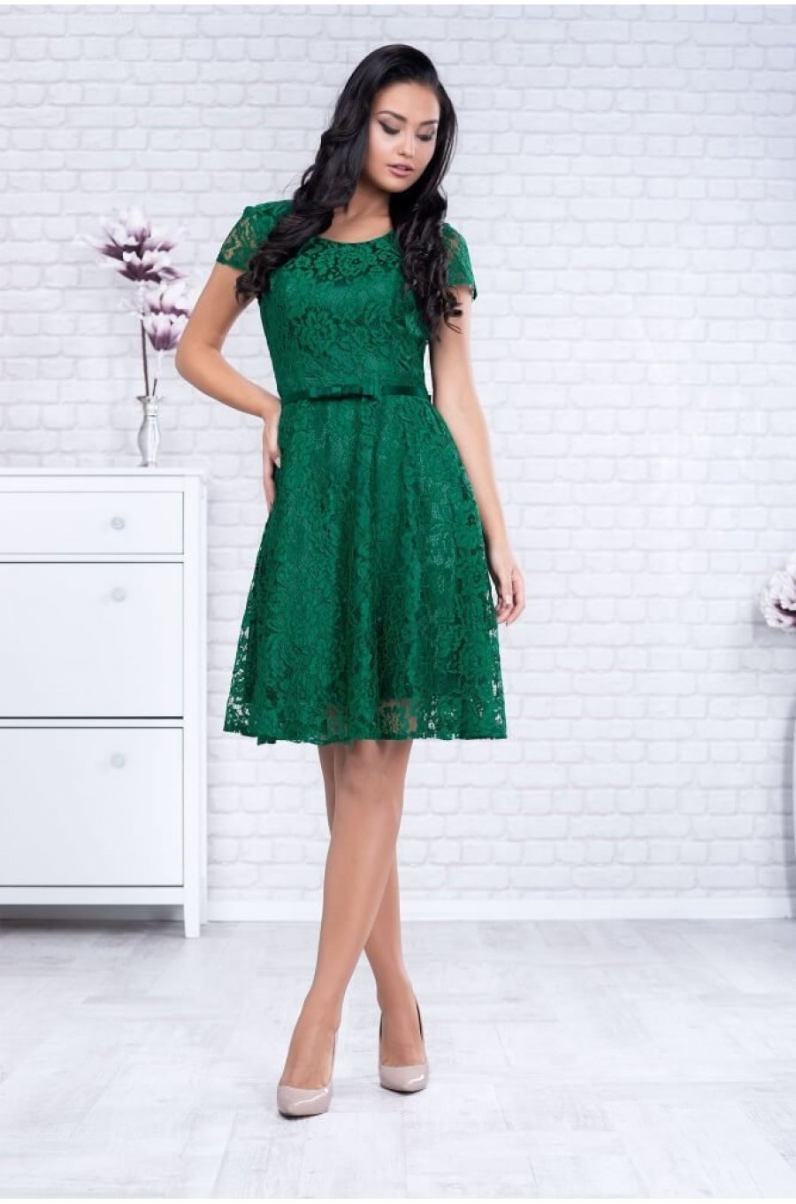 Rochie de dantela verde in eleganta Monyca